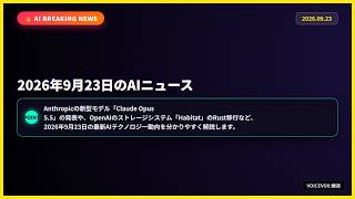 2026年9月23日のAIニュース：Claude新モデルやOpenAIのストレージ刷新