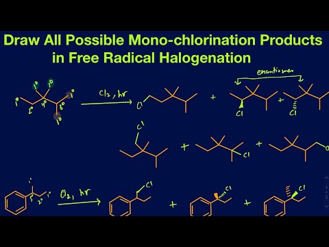 Drawing all the monochlorination products (Constitutional and stereoisomers)