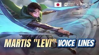 Download lagu Martis Levi Voice Lines And Quotes | Mobile legends X Attack on Titan mp3