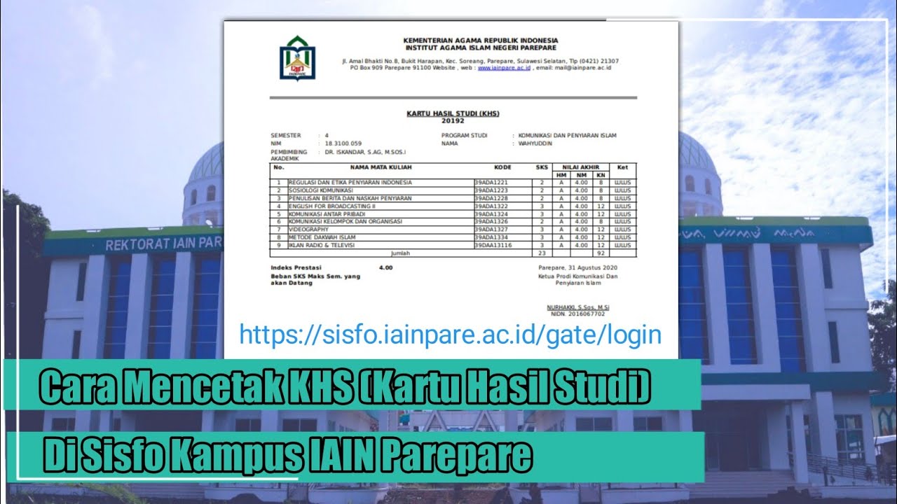 Cara Cetak KHS (Kartu Hasil Studi) Mahasiswa IAIN Parepare