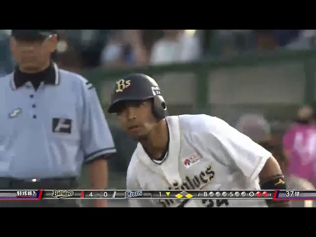 【1回裏】バファローズ・宮崎 得意の右方向へタイムリーヒット!! 2015/7/21 Bs-L