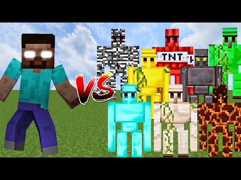 HEROBRINE vs ALL GOLEMS | Minecraft Mob Battle
