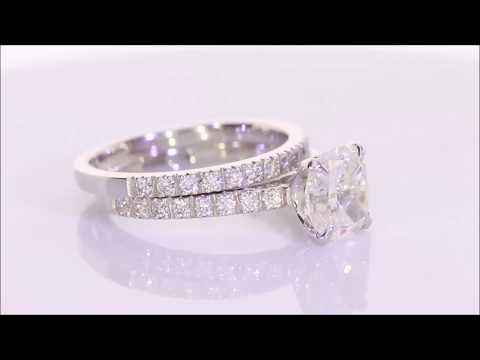 2.44 ctw Diamond Engagement Ring and Wedding Ring Set - Cushion Cut | BigDiamondsUSA