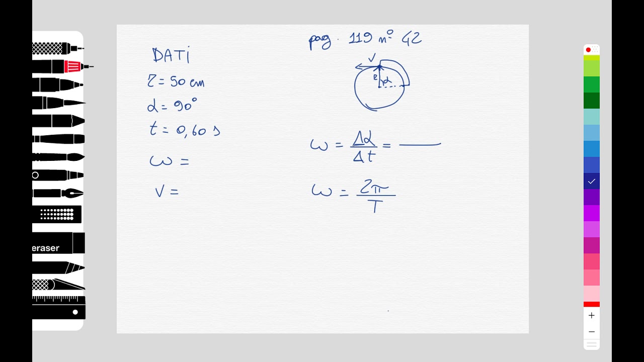 Watch Now Esercizio di Fisica - MOTO CIRCOLARE UNIFORME - Velocità Angolare e Tangenziale - Amaldi Zanichelli Esercizio di Fisica - MOTO CIRCOLARE UNIFORME - Velocità Angolare e Tangenziale - Amaldi Zanichelli