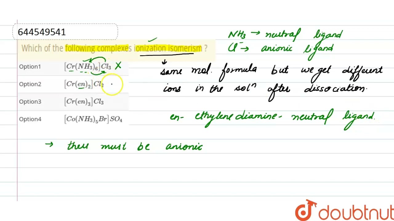 Which of the following complexes ionization isomerism ?  | 12 | COORDINATION COMPOUNDS | CHEMIST...