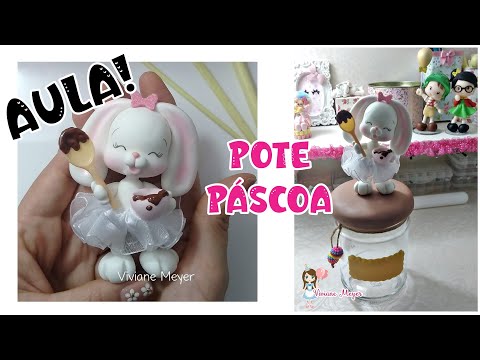 FAÇA FÁCIL lindo pote COELHA da PÁSCOA 2025 | aula de biscuit | RECICLE seu pote