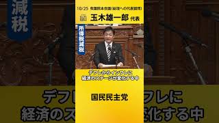 10/25 玉木代表 代表質問（ #所得税減税 ）  #国民民主党 #玉木雄一郎