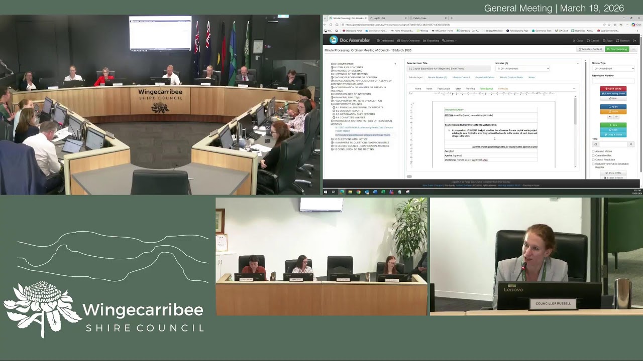 Ordinary Council Meeting - 18 March 2026, Reconvened on 19 March 2026