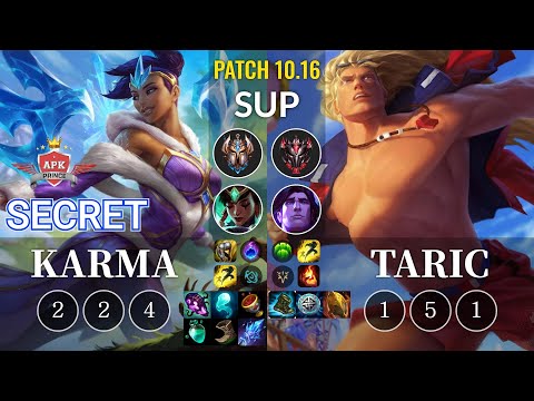 APK Secret Karma vs Taric Sup - KR Patch 10.16