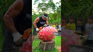 Download lagu Cutting Open a Huge Dragon Fruit with a Chainsaw #dragon #cuttingskills #giantfood mp3