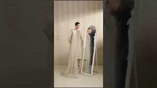 Elegant Ivory Grey Embellished Raw Silk Suit - Video 2