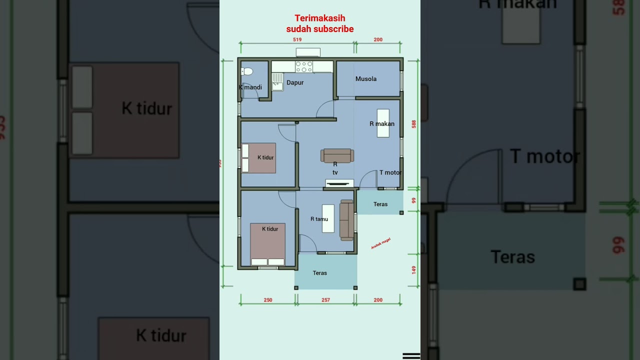 denah rumah 7×10 meter
