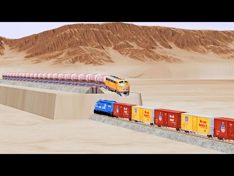 Unfinished Rail Tracks vs Trains - Beamng Drive