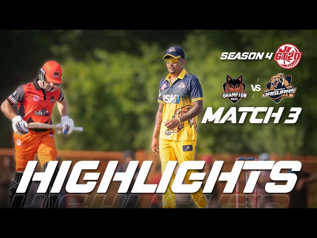 GT20 Canada Season 4 | Match – 3 | Brampton Wolves vs Surrey Jaguars | Highlights