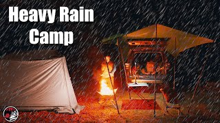 Storm Camping Under a Tarp and In a Hybrid Summer/Winter Tent - Heavy Rain Camp