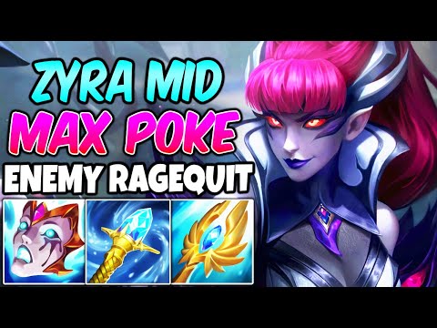 MY FULL AP ZYRA MID MADE MY ENEMY RAGEQUIT - MAX POKE GAMEPLAY | Build & Runes | League of Legends