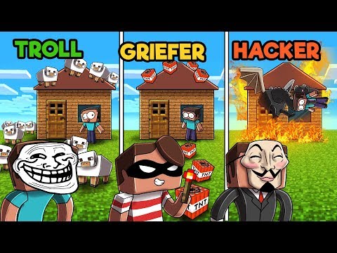 Minecraft - TROLL vs. HACKER vs. GRIEFER - Grief the Noob 
