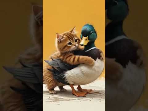 duck with cat