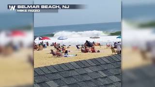 High Surf Warnings AT Belmar Beach, NJ
