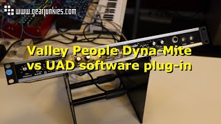 Video thumbnail for Valley People Dyna-Mite compressor vs UAD software plug-in by Gearjunkies