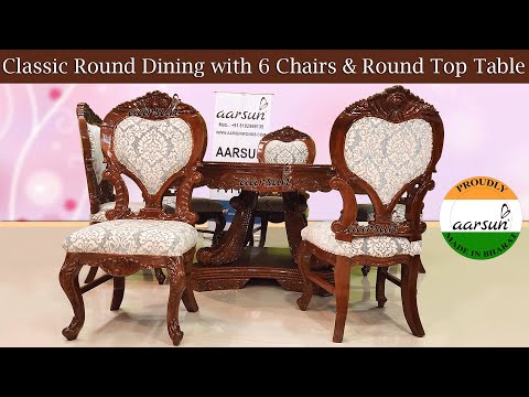 Round wooden carved 8 seater dining set