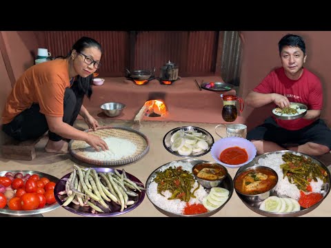 Wow Village Life Recipe: Papad Jhol & Beans Fry Recipe with Rice || Nepali Cooking Style