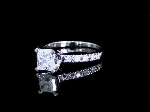 1 1/5 CTW Multi Stone Princess Cut Diamond Engagement Ring in 14K White Gold