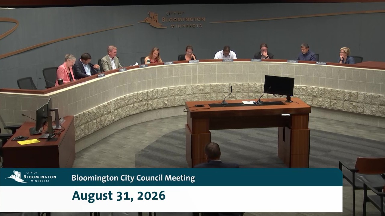 August 31, 2026 Bloomington City Council Meeting