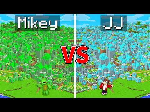 Mikey EMERALD vs JJ DIAMOND Village Survival Battle in Minecraft (Maizen)