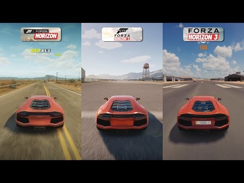 Forza Horizon vs Forza Horizon 2 vs Forza Horizon 3 - Lamborghini Aventador Sound Comparison