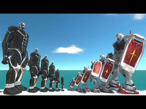 Growing Dark Colossal Titan vs Growing Gundam Rx 78 - Animal Revolt Battle Simulator