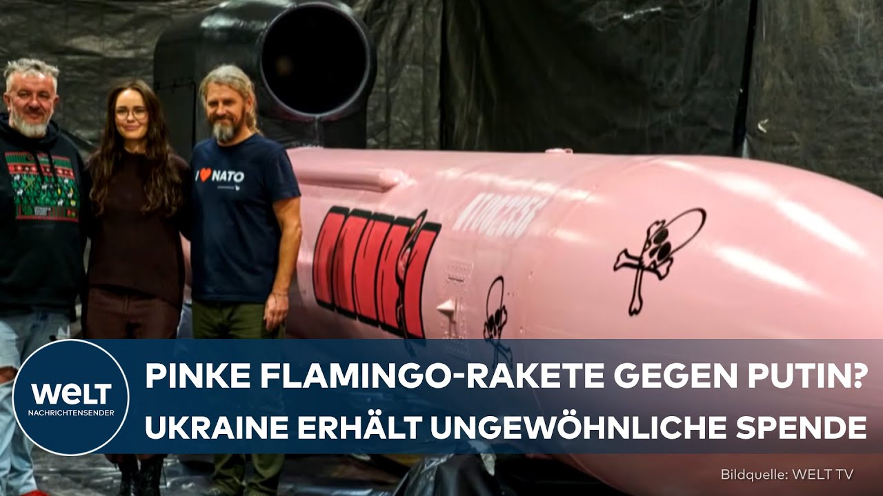 UKRAINE: Ungewöhnliche Spende - Pinke Flamingo-Rakete sorgt international für Aufsehen