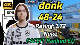 【4K】donk (48-24) w/kyousuke (Nuke) | Aug 14, 2024 #cs2 #pov
