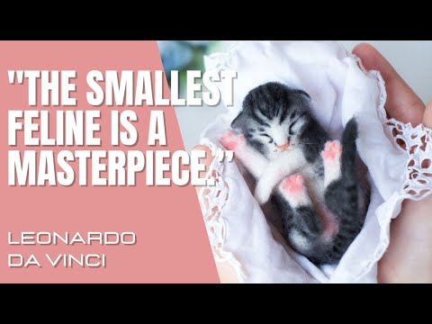 Needle Felted NEWBORN Kitten - Ash