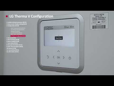 LG Therma V R32 SPLIT controller installer settings guide