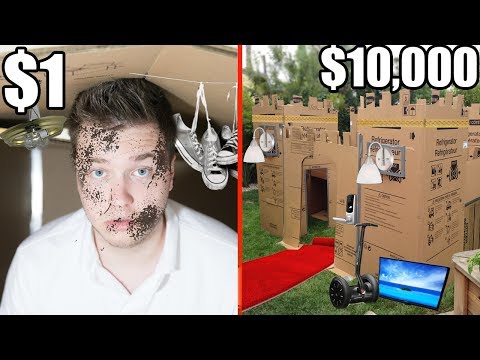 $1 BOX FORT Vs $10,000 BOX FORT CHALLENGE Video