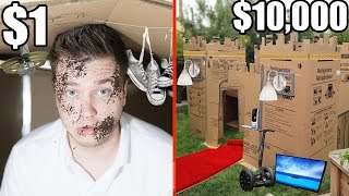 $1 BOX FORT Vs $10,000 BOX FORT CHALLENGE