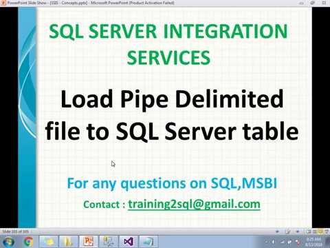Load Pipe Delimited file to SQL Server table using ssis