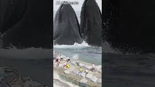 The appearance of 2 whales created a big wave 😱😱 #shortvideo