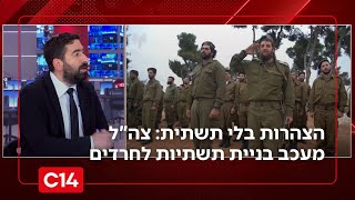 הצהרות בלי תשתית: צה"ל מעכב בניית תשתיות לציבור החרדי | החדשות (חדשות ערוץ 14) - התמונה מוצגת ישירות מתוך אתר האינטרנט יוטיוב. זכויות היוצרים בתמונה שייכות ליוצרה. קישור קרדיט למקור התוכן נמצא בתוך דף הסרטון