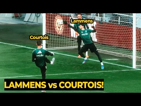 Courtois challenges Senne Lammens in one-on-one saves during Belgium training ahead of Wales
