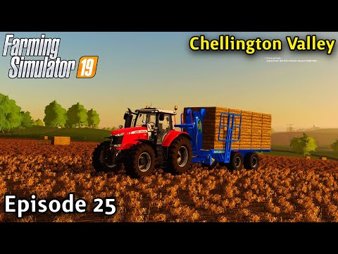 FS19 Timelapse - Chellington Valley Seasons Yr2 Ep 25 COLLECTING THE HESSTON STRAW BALES