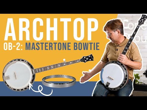 Gold Tone OB-2AT/L Mastertone Mahogany Neck Archtop Bowtie Banjo with Hard Case for Left Handed Players image 13