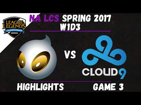 DIG vs C9 Highlights Game 3 NA LCS 2017 Spring W1D3 Team Dignitas vs Cloud9