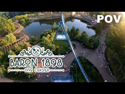 Baron 1898 Front Row POV Efteling B&M Dive Coaster
