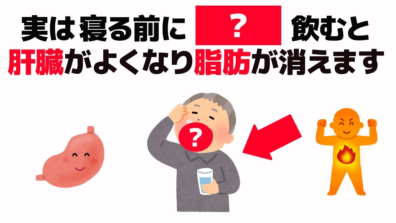 【健康雑学】実は、寝る前に○○を飲むと肝臓の数値が改善して内臓脂肪がごっそり落ちます【内臓脂肪】