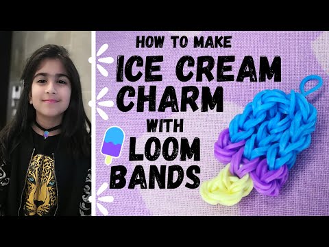 How to make Ice Cream Charm with Loom Bands? Easy Loom Band Tutorial in Urdu/Hindi - English Subs