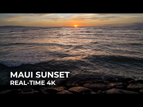 Kihei, Maui Sunset (Real-Time) | 4K Ocean Waves & Evening Sky