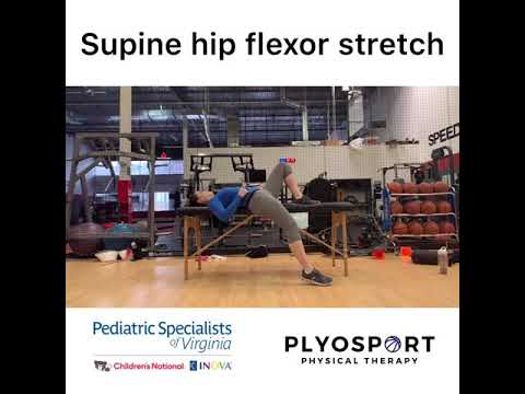 Supine hip flexor stretch