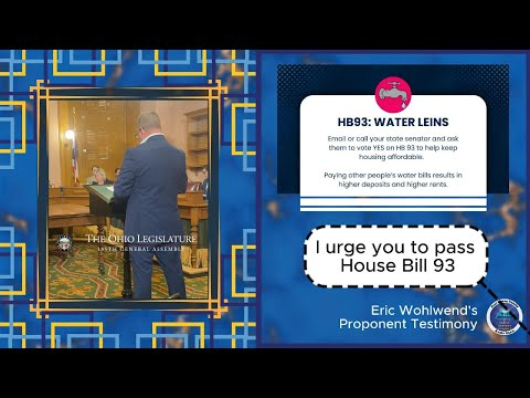 Eric Wohlwend’s Proponent Testimony: The Truth About Ohio’s Water Bill Crisis (HB 93)